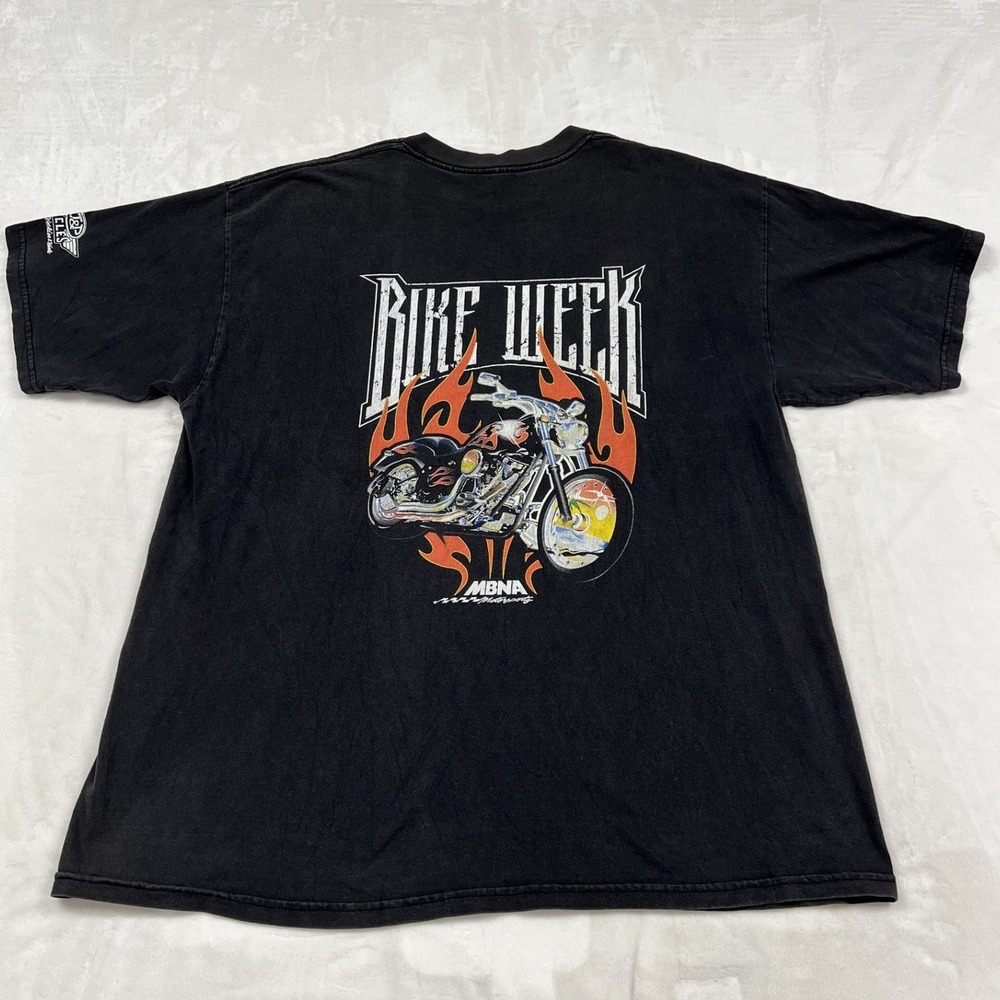 Bike Week Graphic Tee Mens XL Black Vintage Style Chopper Flame MBNA T-Shirt